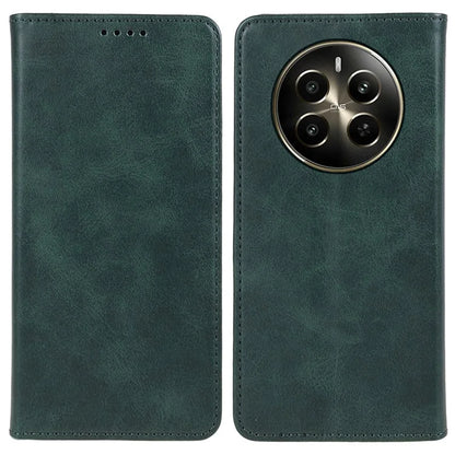 For Realme 12 5G Case Calf Texture PU Leather Flip Phone Shell Magnetic Closing Design