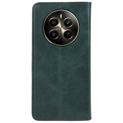 For Realme 12 5G Case Calf Texture PU Leather Flip Phone Shell Magnetic Closing Design