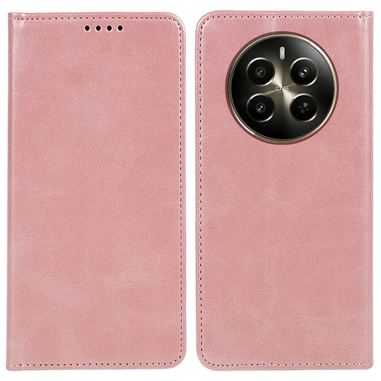 For Realme 12 5G Case Calf Texture PU Leather Flip Phone Shell Magnetic Closing Design