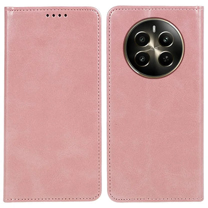 For Realme 12 5G Case Calf Texture PU Leather Flip Phone Shell Magnetic Closing Design