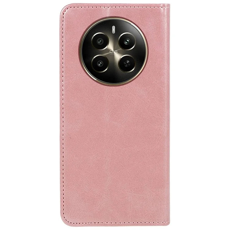 For Realme 12 5G Case Calf Texture PU Leather Flip Phone Shell Magnetic Closing Design