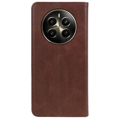 For Realme 12 5G Case Calf Texture PU Leather Flip Phone Shell Magnetic Closing Design