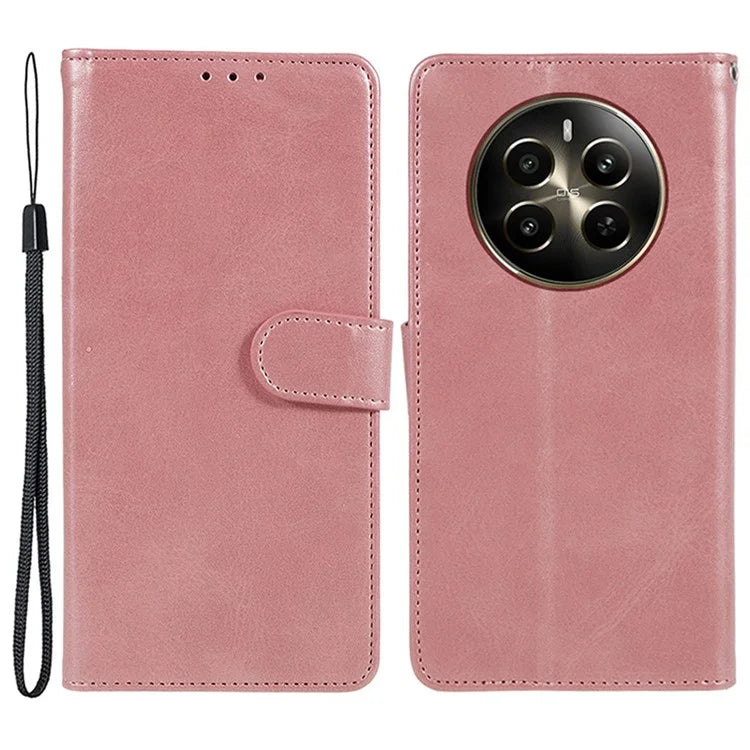 For Realme 12 5G Phone Case Calf Texture Wallet Phone Cover with Magnetic Clasp