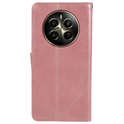 For Realme 12 5G Phone Case Calf Texture Wallet Phone Cover with Magnetic Clasp