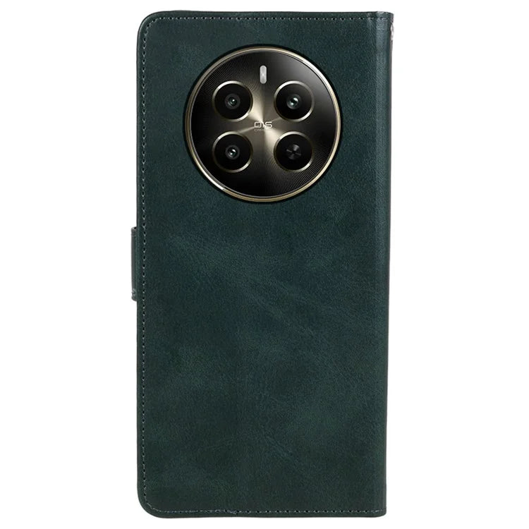 For Realme 12 5G Phone Case Calf Texture Wallet Phone Cover with Magnetic Clasp