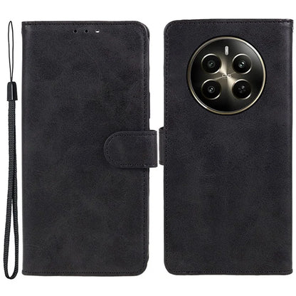 For Realme 12 5G Phone Case Calf Texture Wallet Phone Cover with Magnetic Clasp