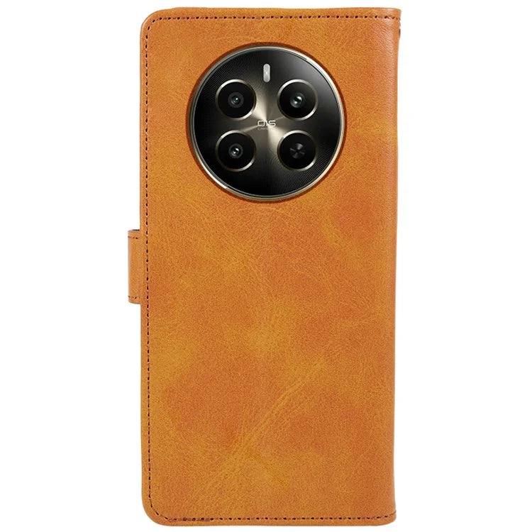 For Realme 12 5G Phone Case Calf Texture Wallet Phone Cover with Magnetic Clasp
