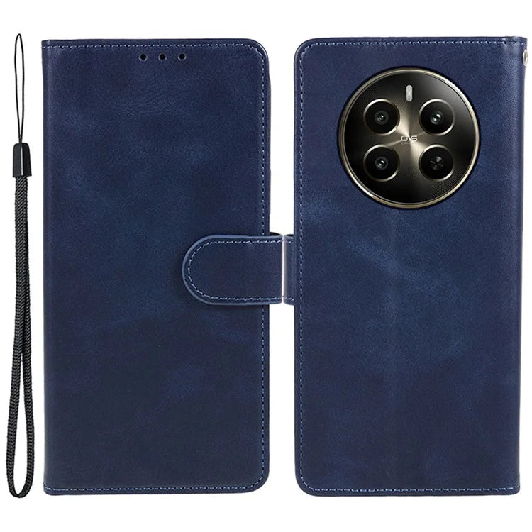 For Realme 12 5G Phone Case Calf Texture Wallet Phone Cover with Magnetic Clasp