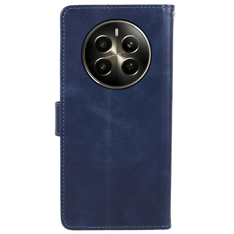 For Realme 12 5G Phone Case Calf Texture Wallet Phone Cover with Magnetic Clasp