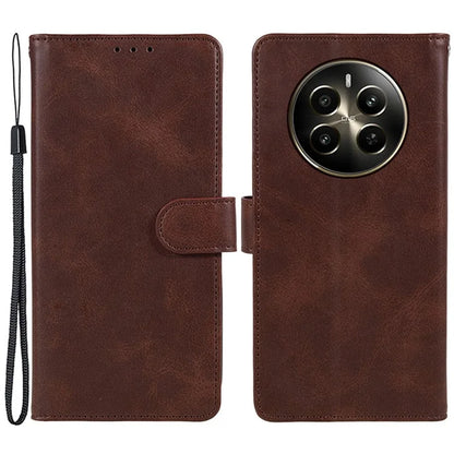 For Realme 12 5G Phone Case Calf Texture Wallet Phone Cover with Magnetic Clasp