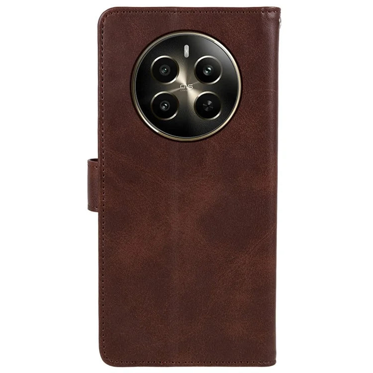 For Realme 12 5G Phone Case Calf Texture Wallet Phone Cover with Magnetic Clasp