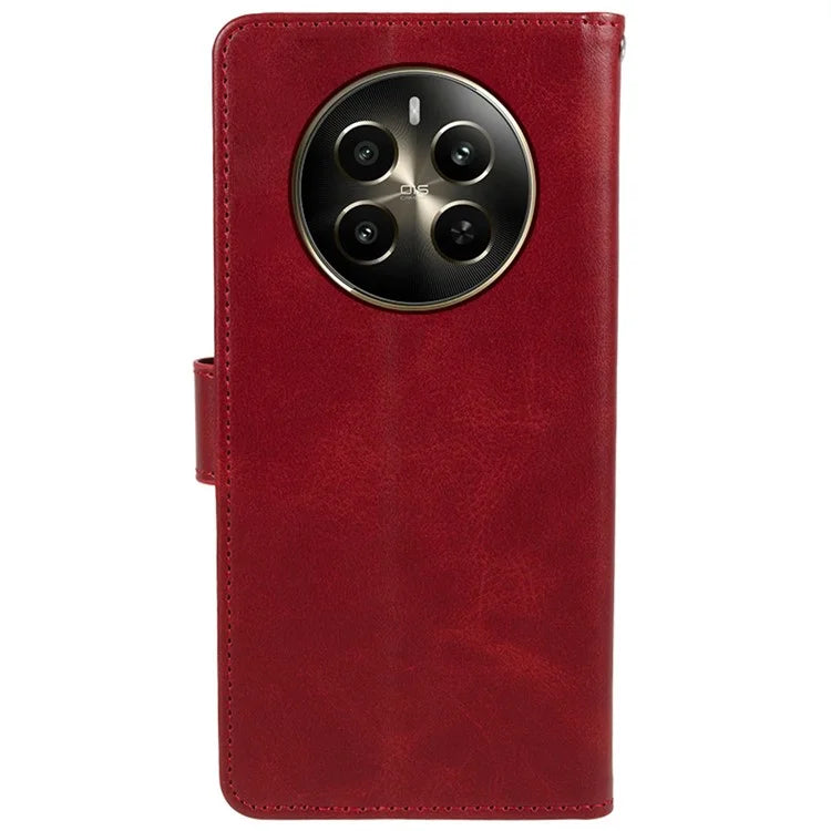 For Realme 12 5G Phone Case Calf Texture Wallet Phone Cover with Magnetic Clasp