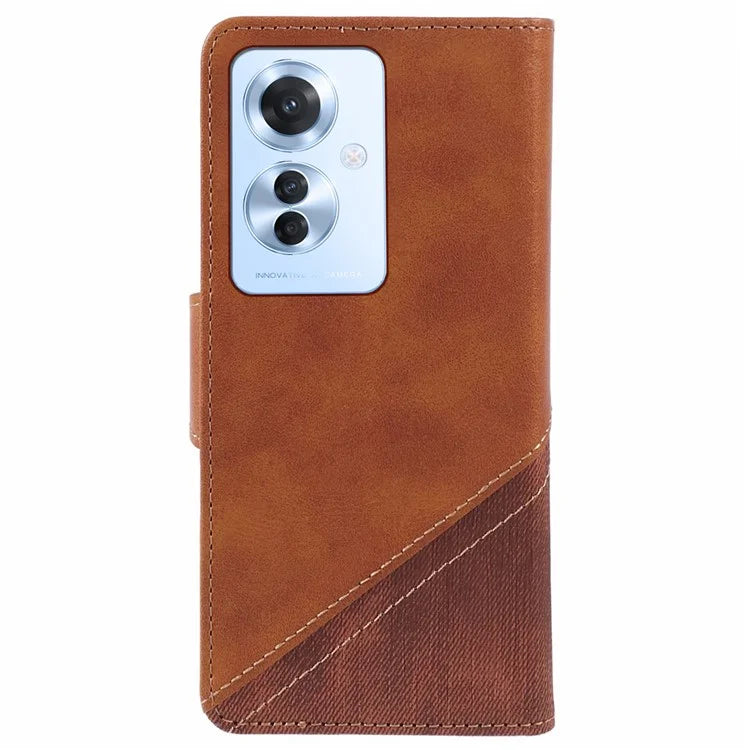 For Oppo Reno11 F 5G Leather Case Folding Stand Wallet Splicing Phone Cover