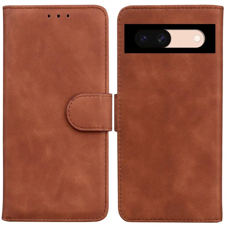 For Google Pixel 8a Phone Stand Case Wallet PU Leather Flip Solid Color Cell Phone Cover