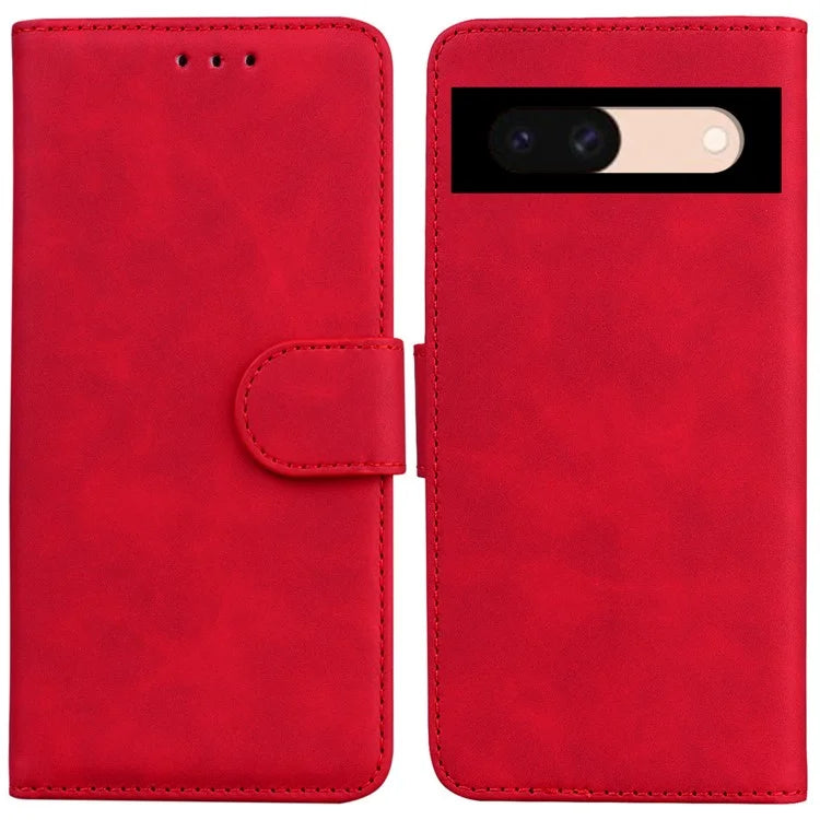 For Google Pixel 8a Phone Stand Case Wallet PU Leather Flip Solid Color Cell Phone Cover