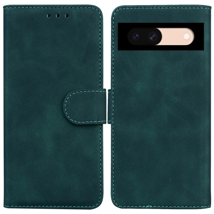 For Google Pixel 8a Phone Stand Case Wallet PU Leather Flip Solid Color Cell Phone Cover