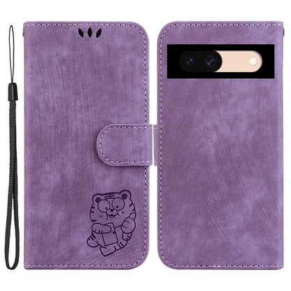 For Google Pixel 8a Case Cute Tiger Imprinted Leather Full Protection Phone Cover
