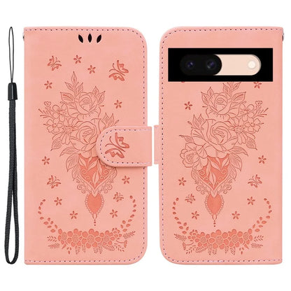 For Google Pixel 8a Case PU Leather+TPU Imprinted Phone Cover with Flower Pattern