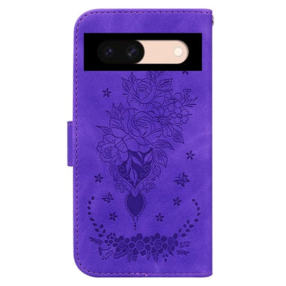 For Google Pixel 8a Case PU Leather+TPU Imprinted Phone Cover with Flower Pattern