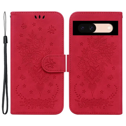 For Google Pixel 8a Case PU Leather+TPU Imprinted Phone Cover with Flower Pattern