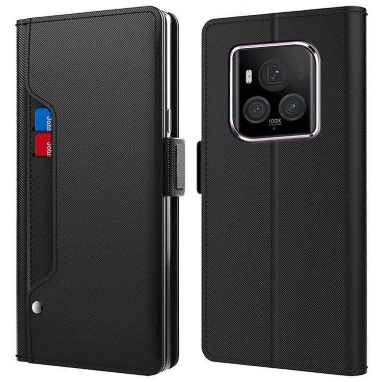 For Honor Magic6 Ultimate 5G Case Makeup Mirror Function Leather Cover with Card Holder