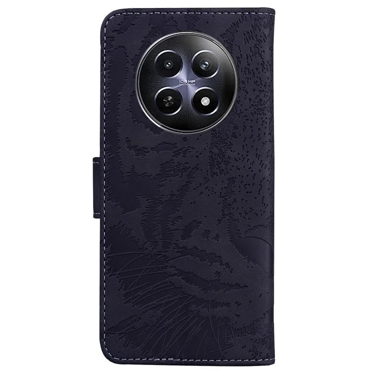 For Realme 12 5G / 12x 5G Leather Phone Case Wallet Stand Cover Imprinted Tiger Pattern