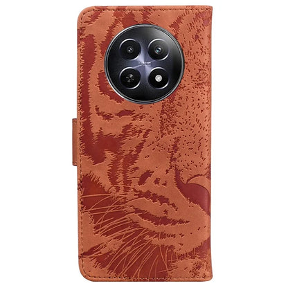 For Realme 12 5G / 12x 5G Leather Phone Case Wallet Stand Cover Imprinted Tiger Pattern