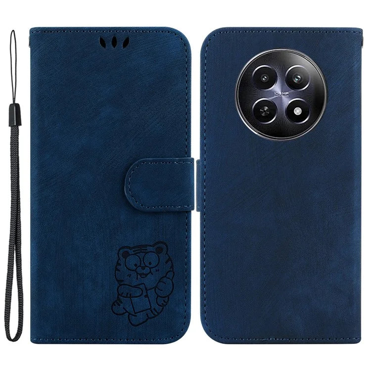 For Realme 12 5G / 12x 5G Wallet Case Cute Tiger Pattern Leather Phone Stand Cover