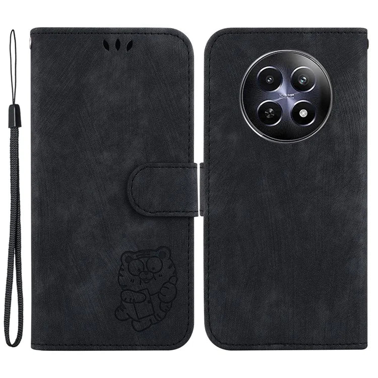 For Realme 12 5G / 12x 5G Wallet Case Cute Tiger Pattern Leather Phone Stand Cover