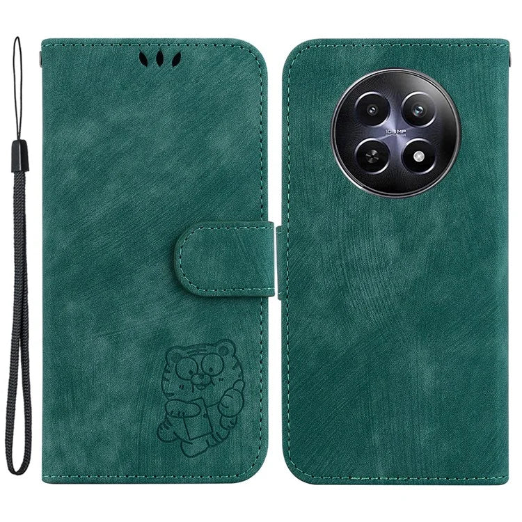 For Realme 12 5G / 12x 5G Wallet Case Cute Tiger Pattern Leather Phone Stand Cover