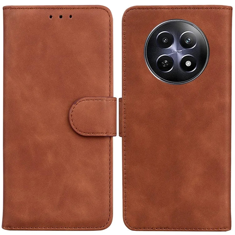 For Realme 12 5G / 12x 5G Case Solid Color Leather Wallet Flip Phone Cover