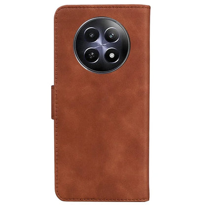 For Realme 12 5G / 12x 5G Case Solid Color Leather Wallet Flip Phone Cover