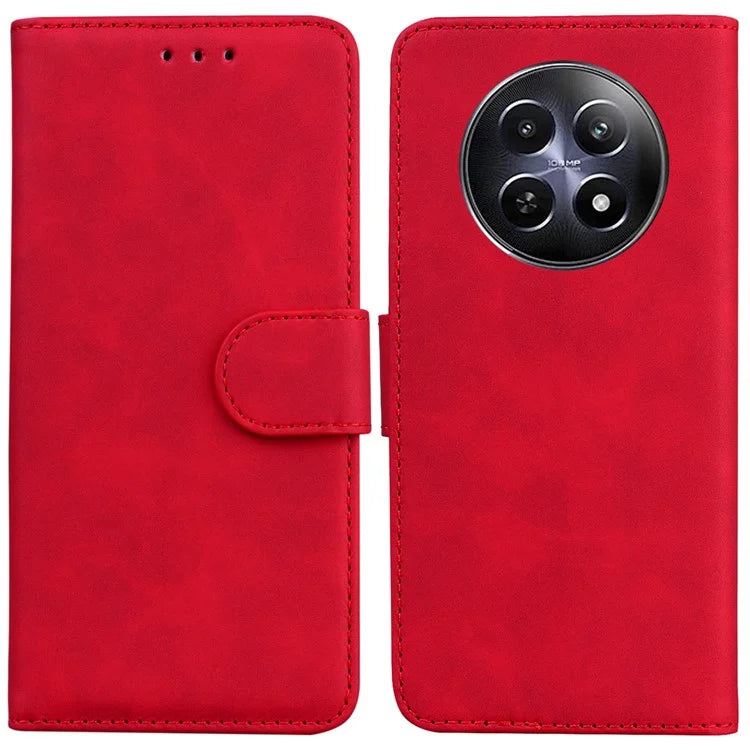 For Realme 12 5G / 12x 5G Case Solid Color Leather Wallet Flip Phone Cover
