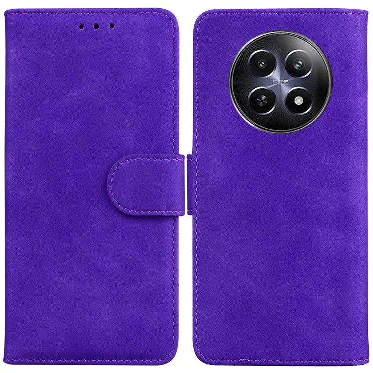 For Realme 12 5G / 12x 5G Case Solid Color Leather Wallet Flip Phone Cover