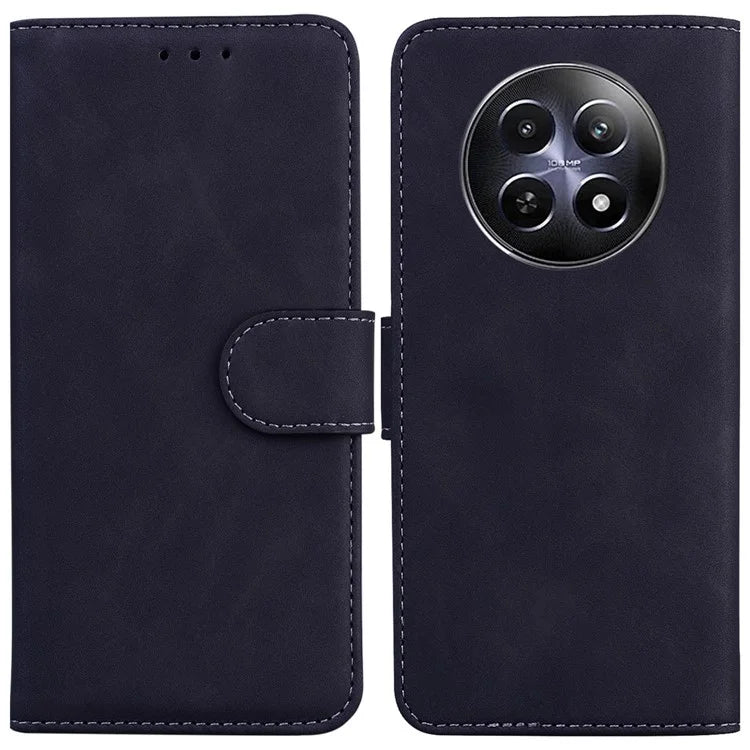 For Realme 12 5G / 12x 5G Case Solid Color Leather Wallet Flip Phone Cover