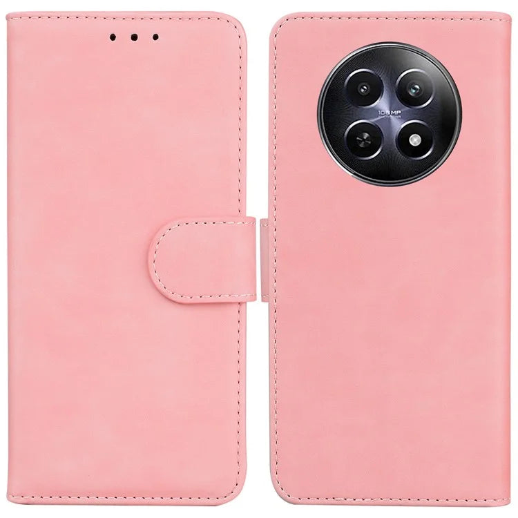 For Realme 12 5G / 12x 5G Case Solid Color Leather Wallet Flip Phone Cover