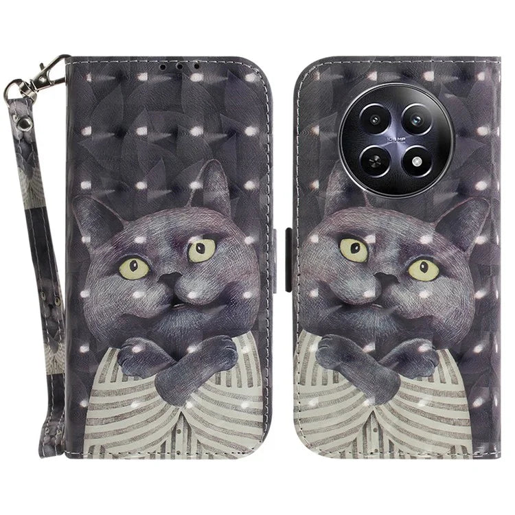 For Realme 12 5G / 12x 5G Leather Case Phone Wallet Cover Pattern Printing