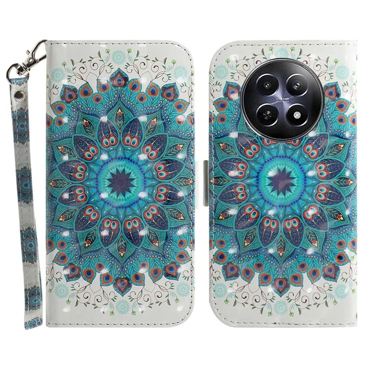 For Realme 12 5G / 12x 5G Leather Case Phone Wallet Cover Pattern Printing