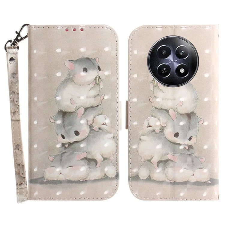 For Realme 12 5G / 12x 5G Leather Case Phone Wallet Cover Pattern Printing