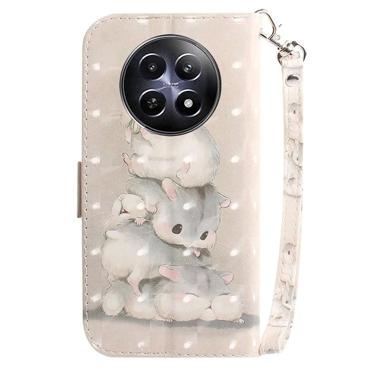 For Realme 12 5G / 12x 5G Leather Case Phone Wallet Cover Pattern Printing