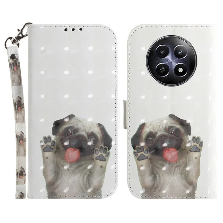 For Realme 12 5G / 12x 5G Leather Case Phone Wallet Cover Pattern Printing