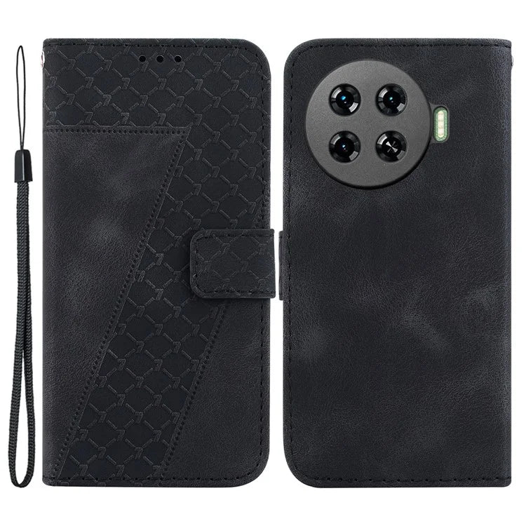 Leather Case for TECNO Spark 20 Pro+ 7-Shape Imprint Foldable Stand Phone Wallet Cover