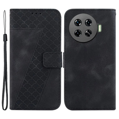 Leather Case for TECNO Spark 20 Pro+ 7-Shape Imprint Foldable Stand Phone Wallet Cover