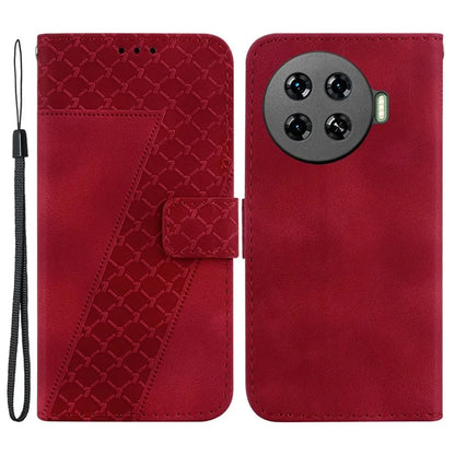Leather Case for TECNO Spark 20 Pro+ 7-Shape Imprint Foldable Stand Phone Wallet Cover