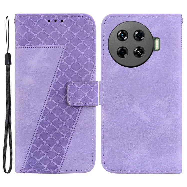 Leather Case for TECNO Spark 20 Pro+ 7-Shape Imprint Foldable Stand Phone Wallet Cover