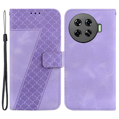 Leather Case for TECNO Spark 20 Pro+ 7-Shape Imprint Foldable Stand Phone Wallet Cover