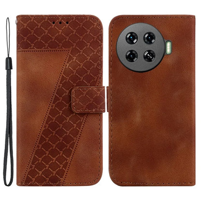 Leather Case for TECNO Spark 20 Pro+ 7-Shape Imprint Foldable Stand Phone Wallet Cover