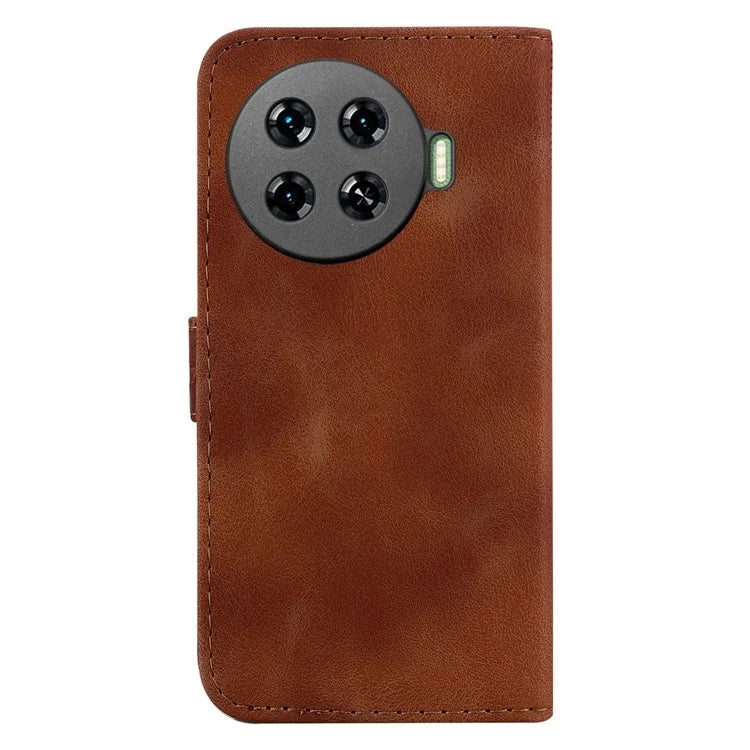 Leather Case for TECNO Spark 20 Pro+ 7-Shape Imprint Foldable Stand Phone Wallet Cover