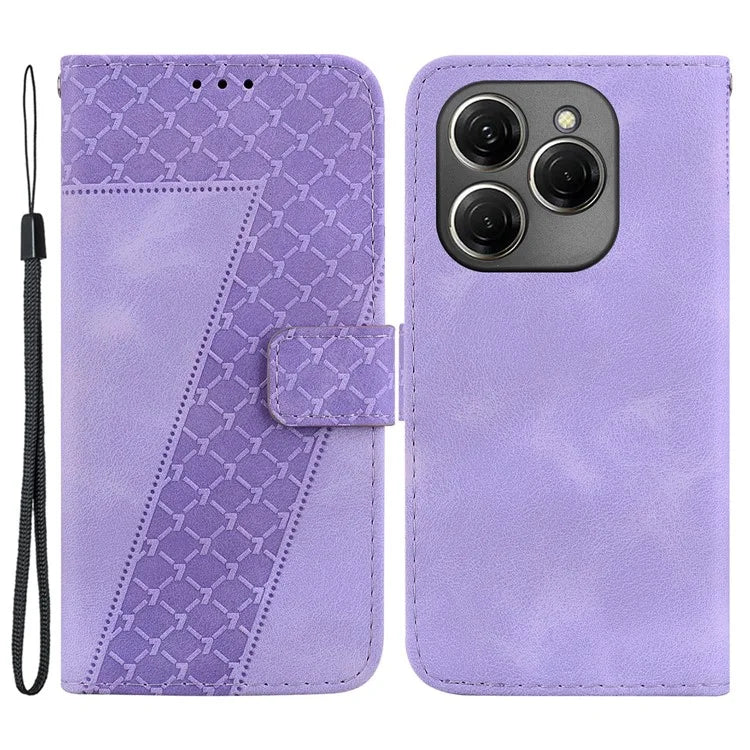 For TECNO Spark 20 Pro Wallet Case 7-Shape Imprint Foldable Leather Phone Cover