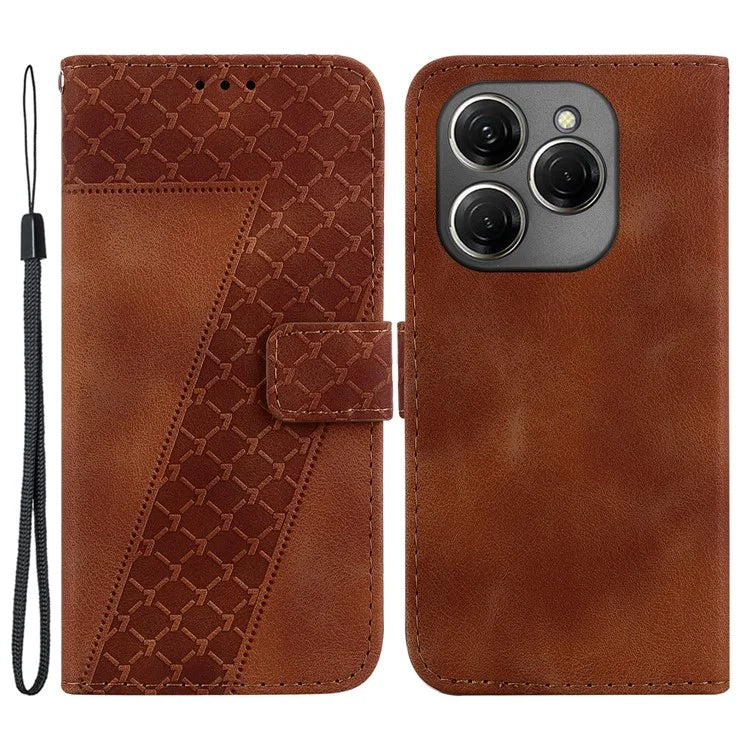 For TECNO Spark 20 Pro Wallet Case 7-Shape Imprint Foldable Leather Phone Cover